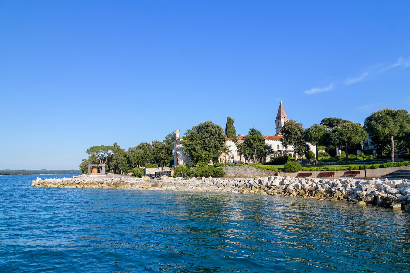 Scenic coastal view of the red island.