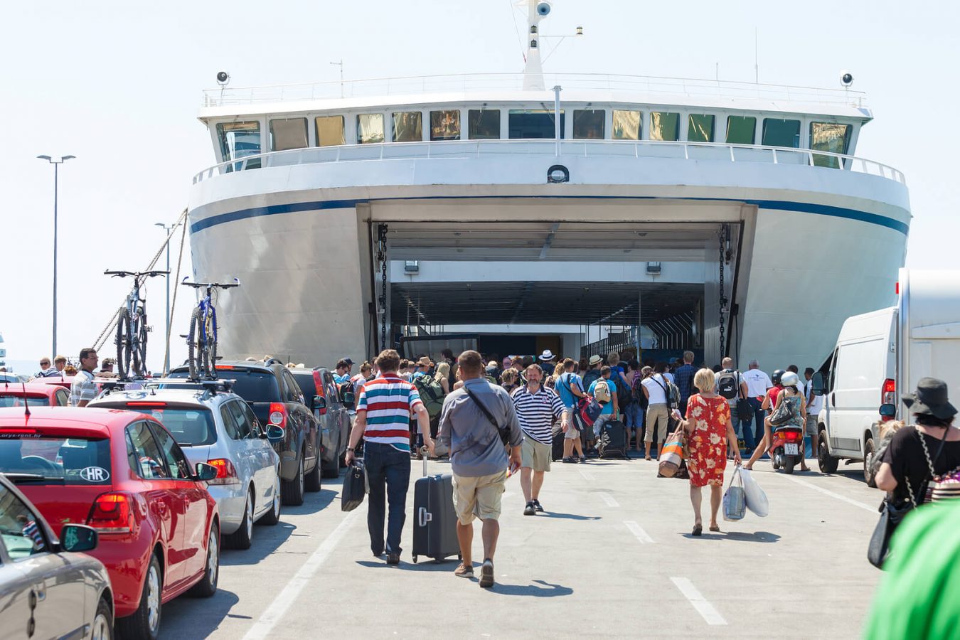 Tourists boarding a ferry in Split, Croatia